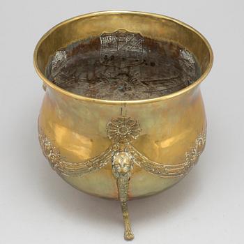 An 18th century brass flower pot.