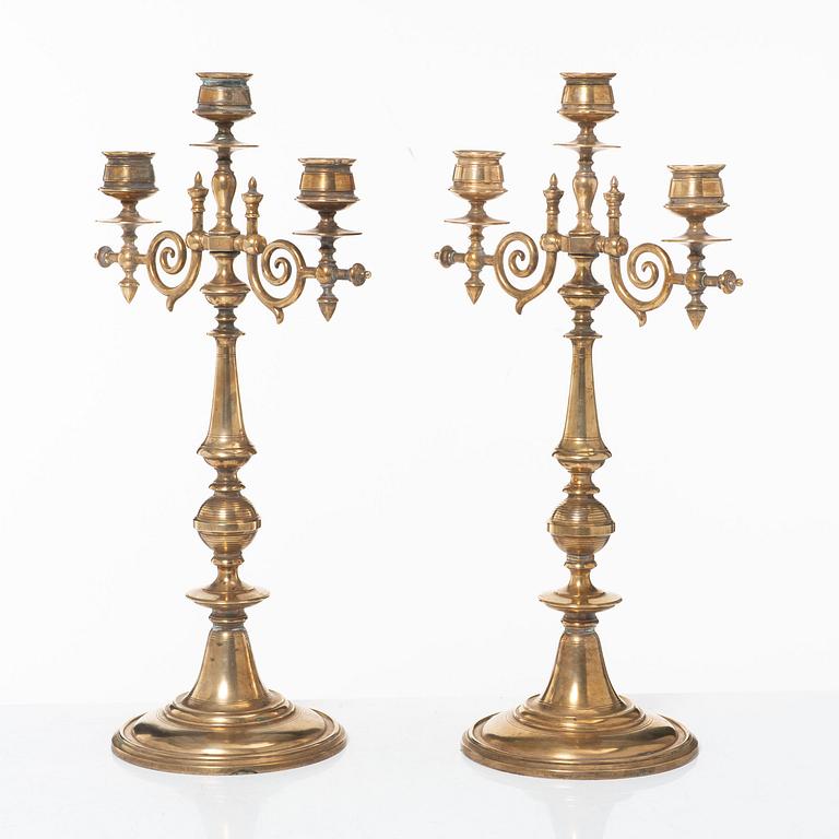 A pair of candelabras, No 72, E A Naeslund, Eskilstuna, circa 1900.