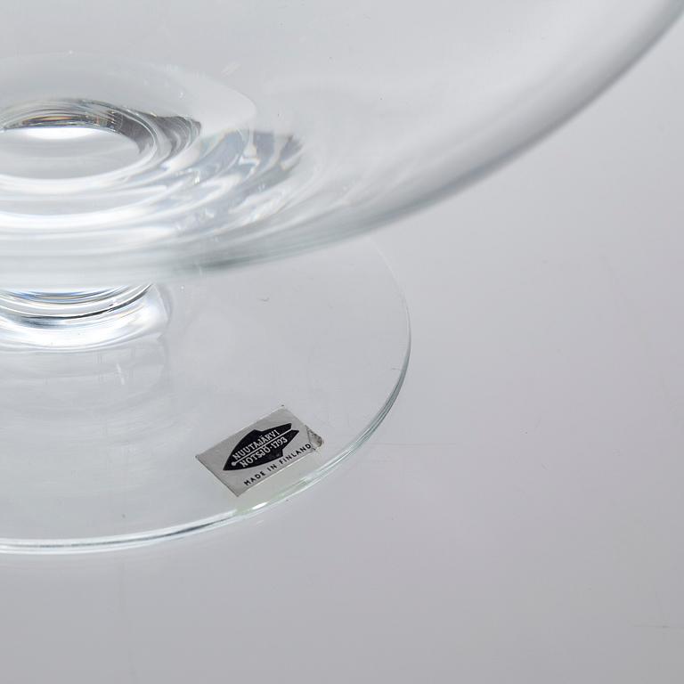 A glass punch bowl and ladle by Nuutajärvi, Finland from the second half of the 20th century.