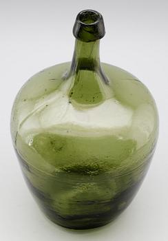 FLASKA, grönt glas, 1700-/1800-tal.