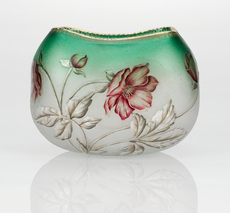 A Daum cut and enamelled glass vase, Nancy, France circa 1895.