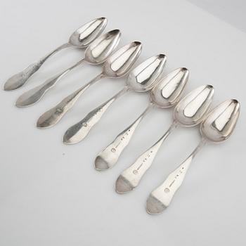 Gustaf Georg Rehnberg spoons 6+1 pcs silver Norrköping 1817.