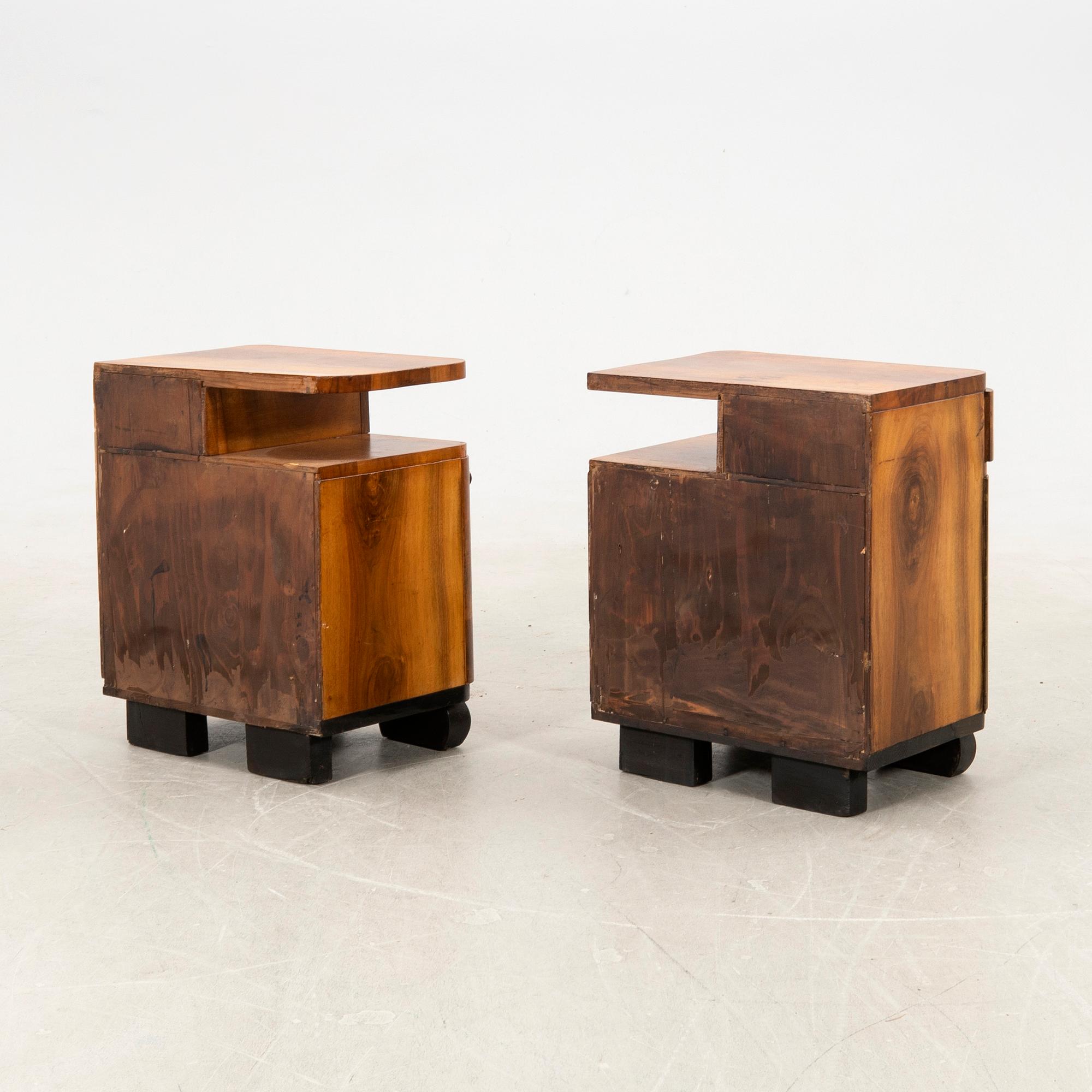 Bedside tables, a pair, Art Deco, first half of the 20th century.