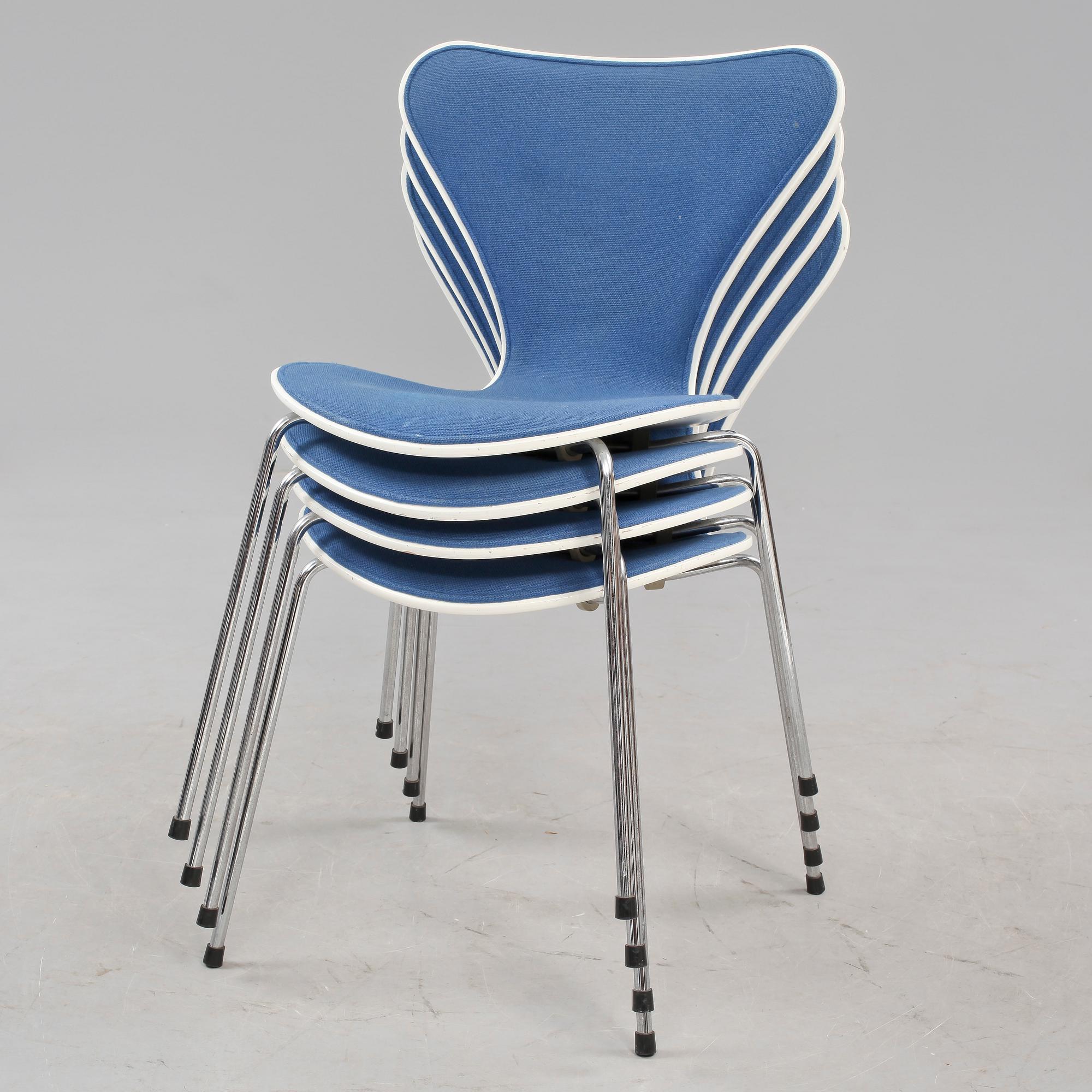 STOLAR, 4 st, "Sjuan", Arne Jacobsen för Fritz Hansen, 1986.