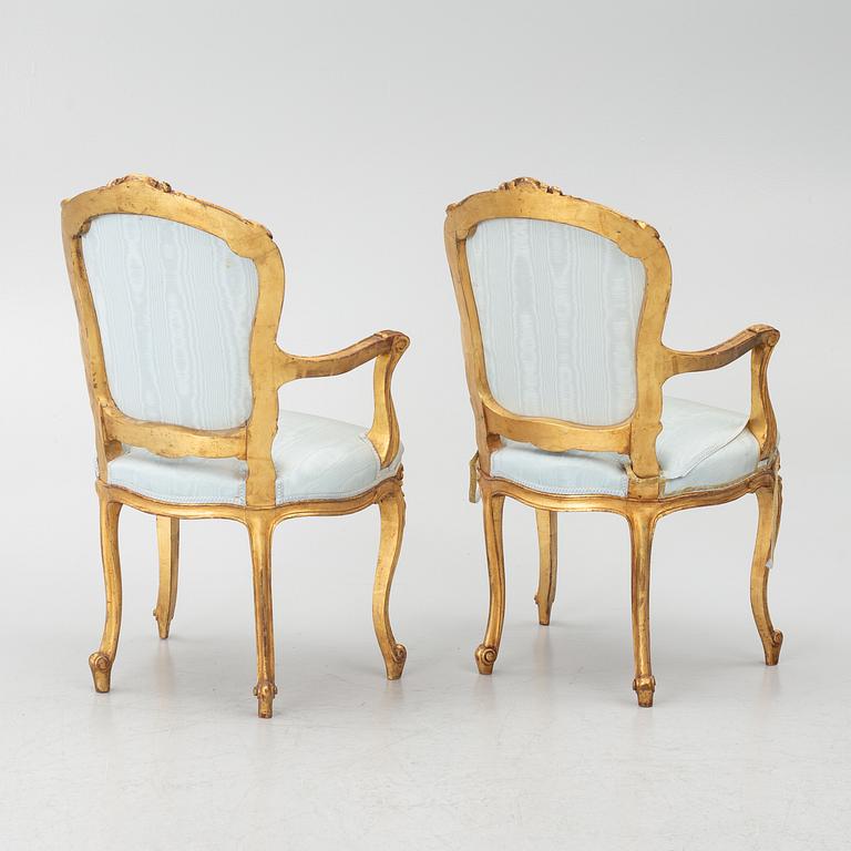 Armchairs, a pair, France, 19th century.