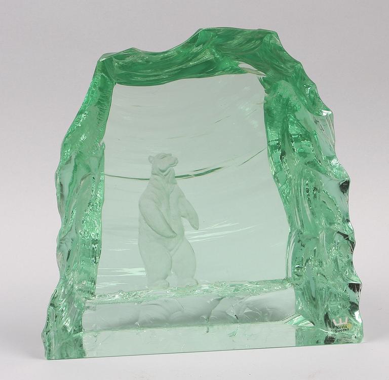 GLASBLOCK, Vicke Lindstrand för Kosta, sign.