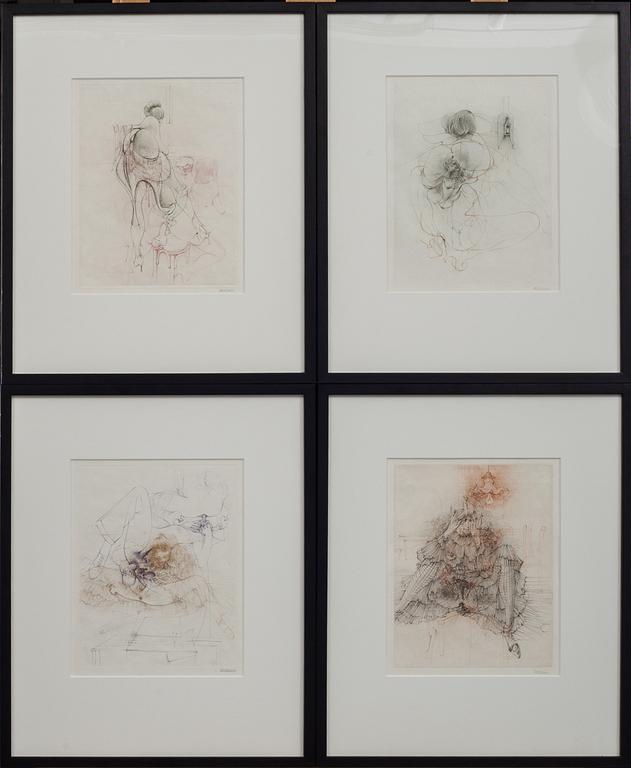 HANS BELLMER, 4 st, etsningar, signerade.