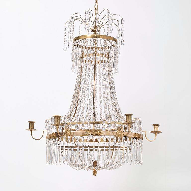 A late Gustavian early 19th century seven-light chandelier.