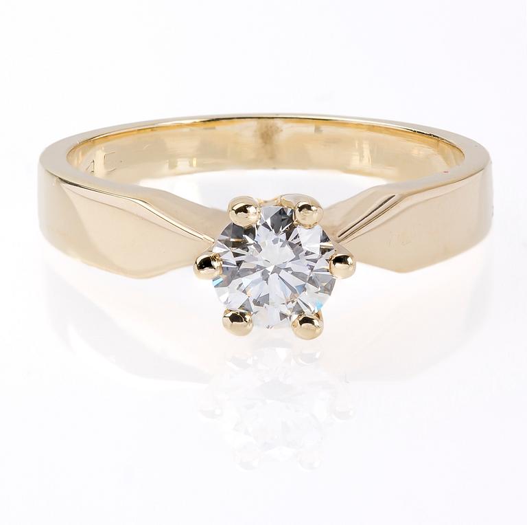 RING, 18K guld med briljantslipad diamant, ca 0.45 ct.