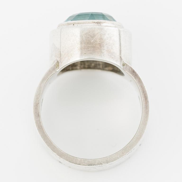 Anders Högberg, ring, sterling silver, with blue stone, Gothenburg 1977.