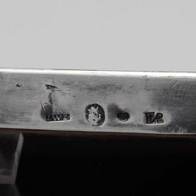 Johan Wilhelm Zimmerman, bordsspegel, silver, Stockholm 1787.