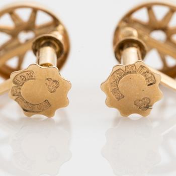 Earrings, 18K gold with small white stones.