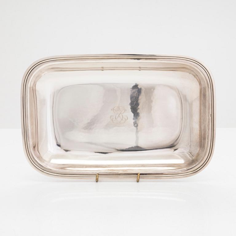 Skål, sterlingsilver  Just Andersen, Denmark 1950-tal och gräddsnäcka o sockerskål, silver, Tillander, Helsingfors 1955.