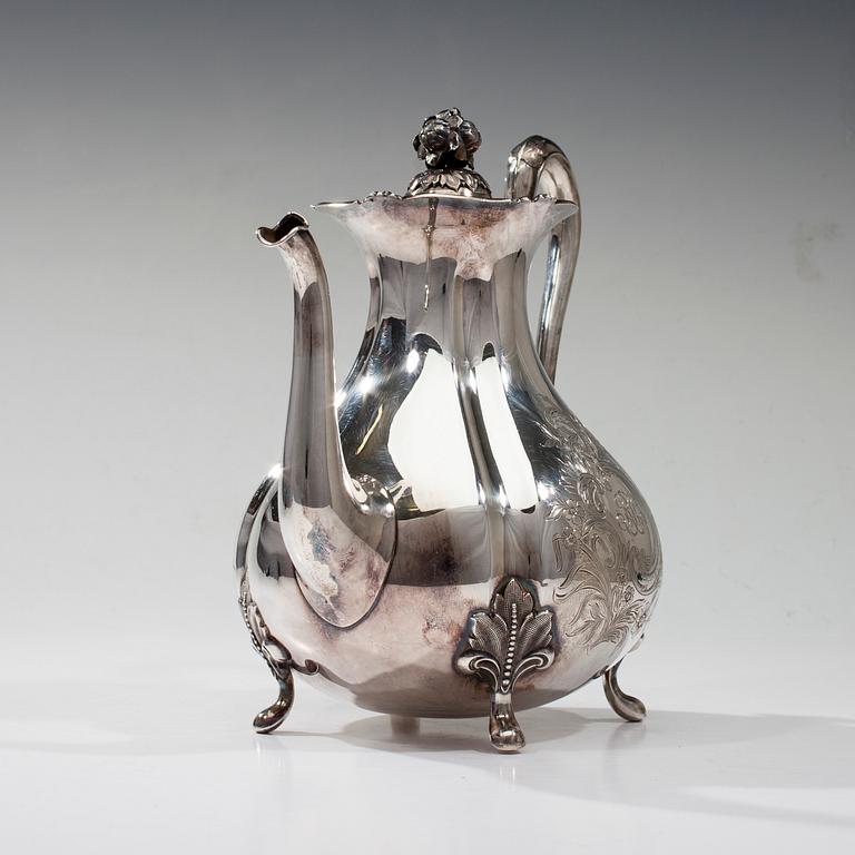 KAFFESERVIS, 3 delar, silver, Auran Kultasepät, Åbo 1915-1916. Tot. vikt ca 1290 g.