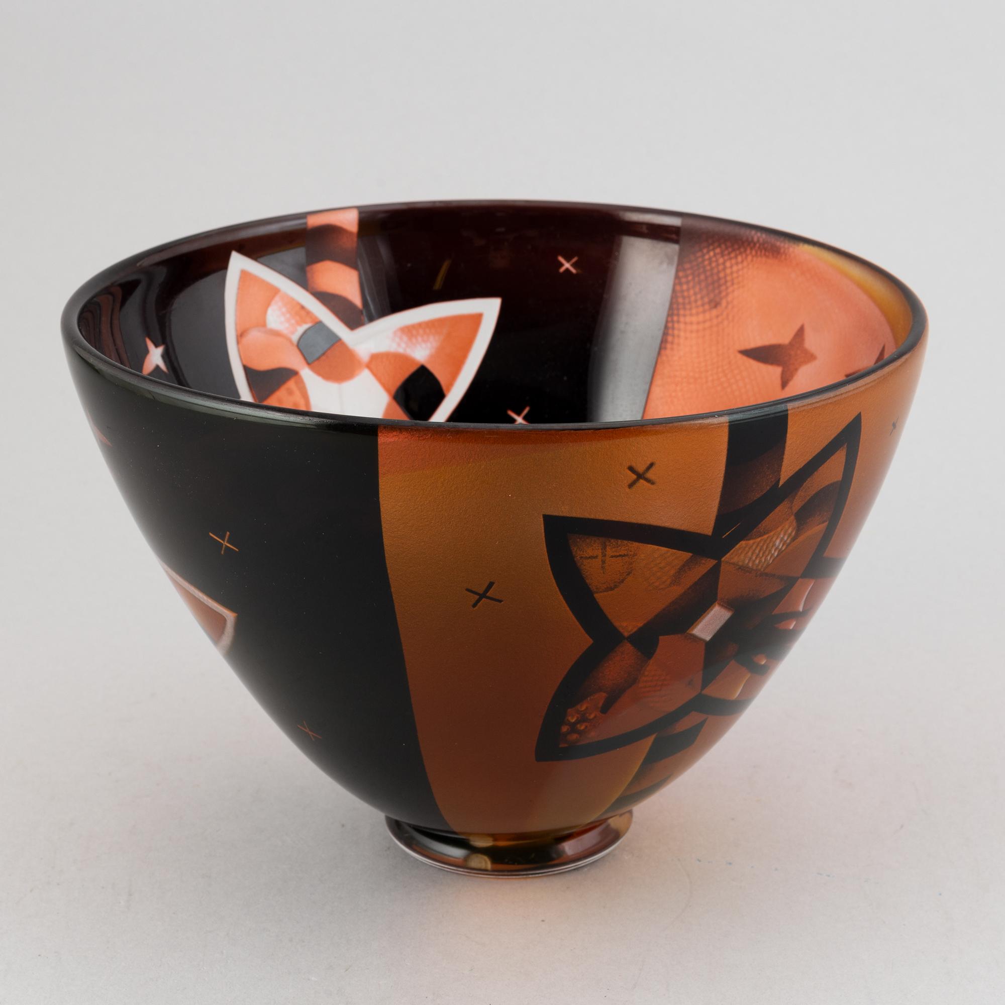 Bertil Vallien, a unique glass bowl, Kosta, Sweden.