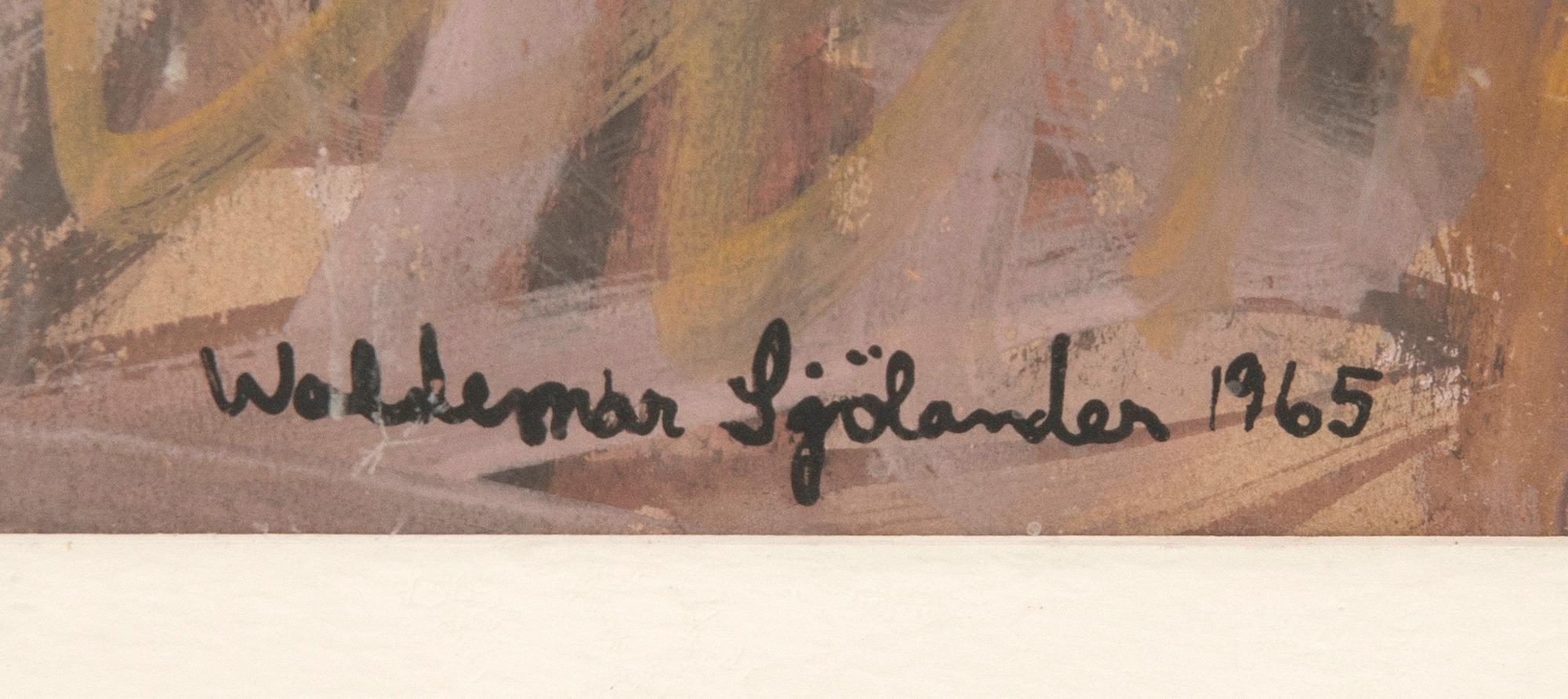 Waldemar SjölanderPorträtt , gouache, signerad och daterad 1965.