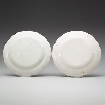 Two Kiel faience dinner plates, circa 1770.