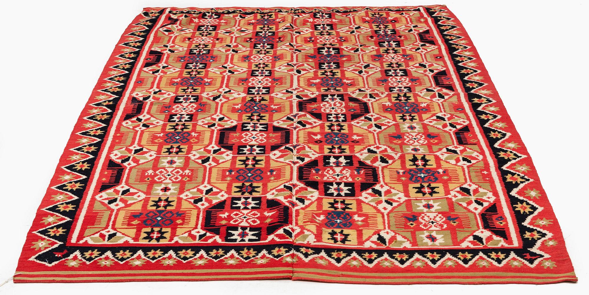 A double-interlocked tapestry bed cover, c. 188 x 129 cm, Scania, Färs, Gärds or Villands district, around 1800-1830.