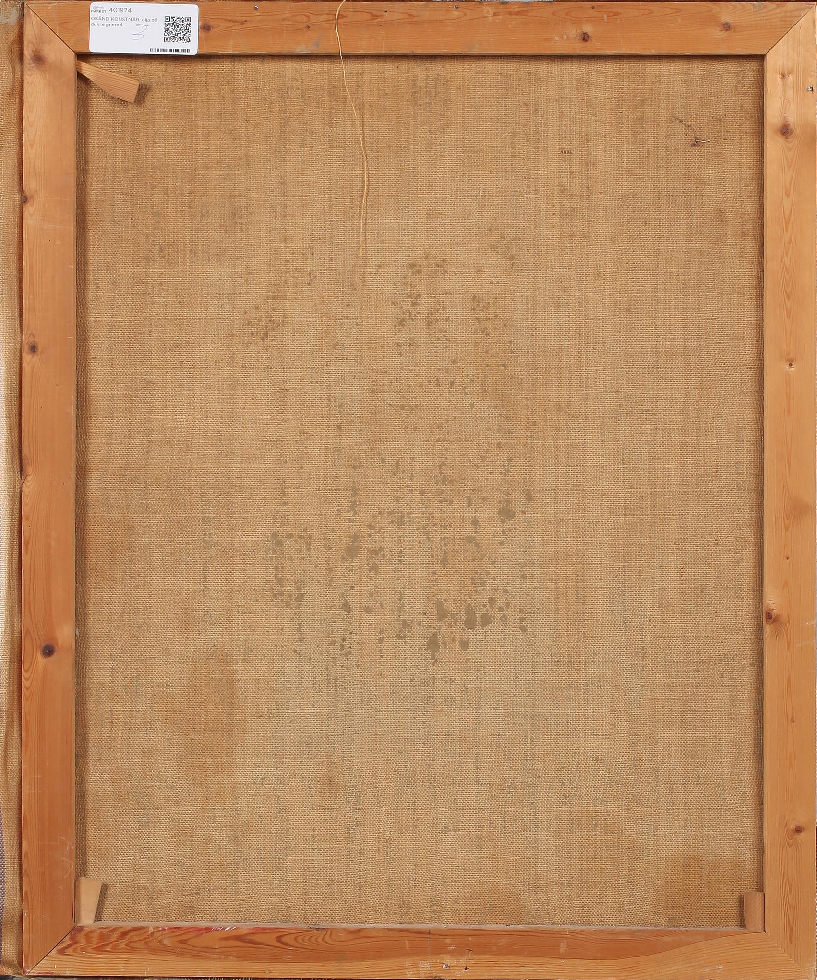 OKÄND KONSTNÄR, olja på duk, signerad, 1900-tal.