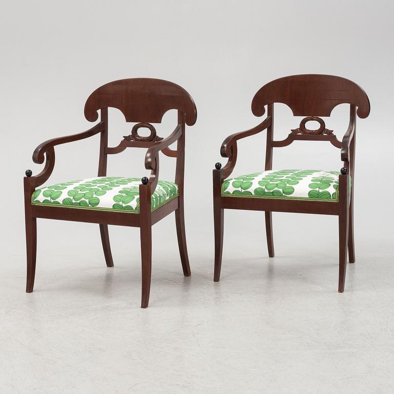 Pair of armchairs, Empire style, 19th century.