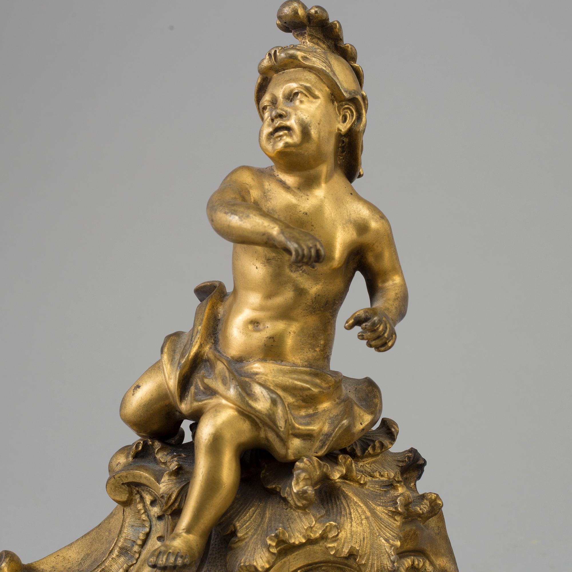 ELDHUNDAR, ett par, rokokostil, sent 1800-tal.