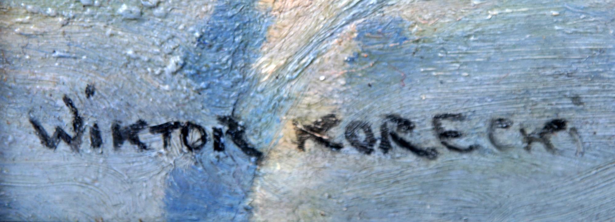 WIKTOR KORECKI, olja på pannå, sign.