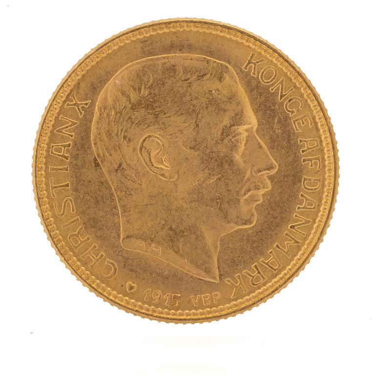 Gold coin Denmark Frederik VIII 20 crowns, 1915.