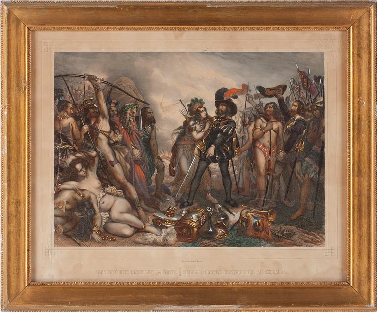 KOLORERAD GRAVYR, E. Desmaisons efter Maurin, 1800-tal.