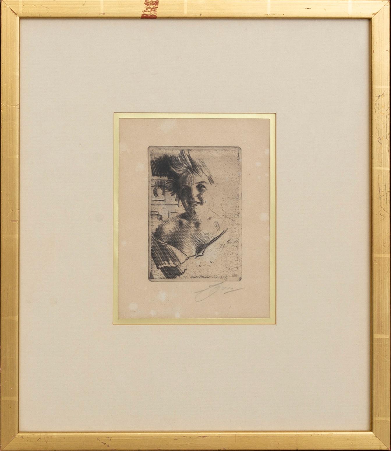 Anders Zorn, etsning, 1898, signerad.