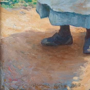 Gottfrid Kallstenius, Förälskat par, trädgårdsmotiv från Grez.