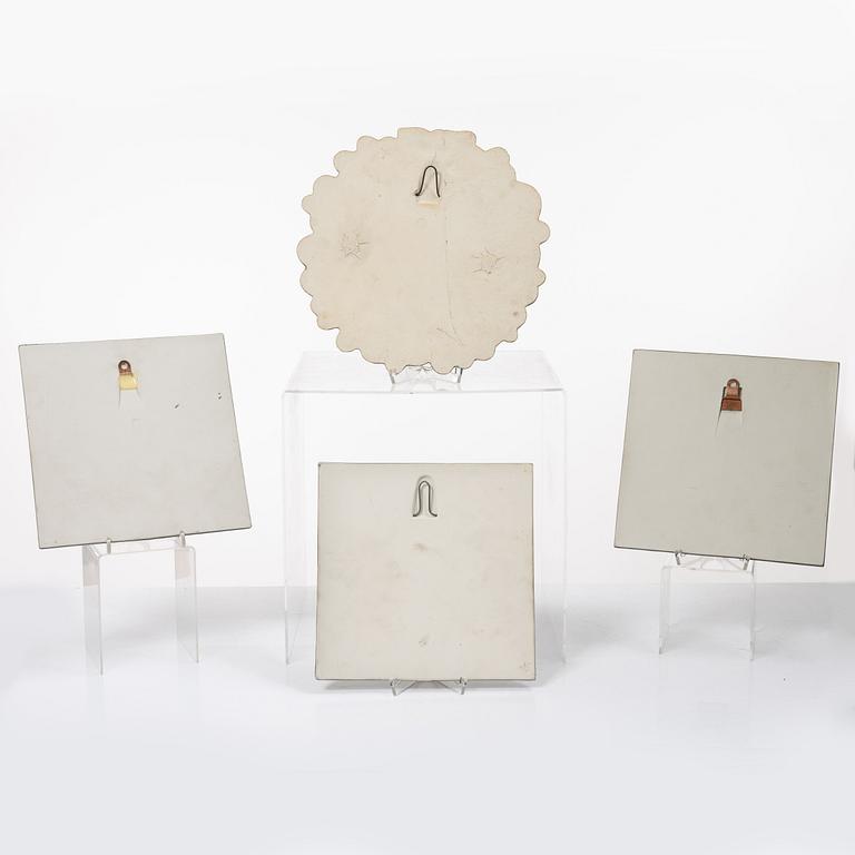 Gustavsberg, Plaques, 4 pcs, stoneware, by Lisa Larson and Britt-Louise Sundell.