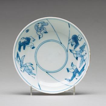 A set of nine blue and white dishes, Ming dynasty Tianqi/Chongzhen, 17th Century.