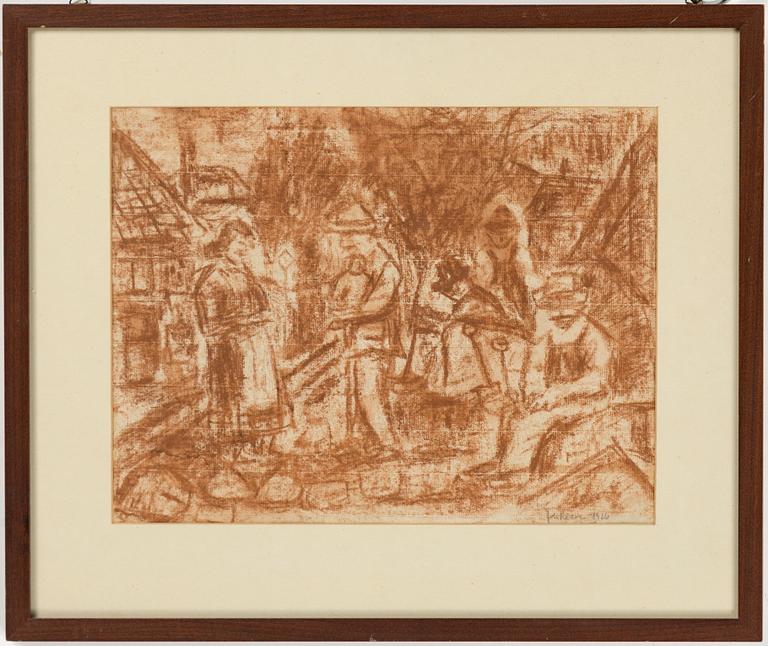 JOHANNES RIAN, teckning, rödkrita, signerad Joh Rian, daterad 1940 (?).