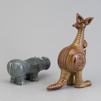 Two figurines in stoneware, the "Stora Zoo" series, designed by Lisa Larson,