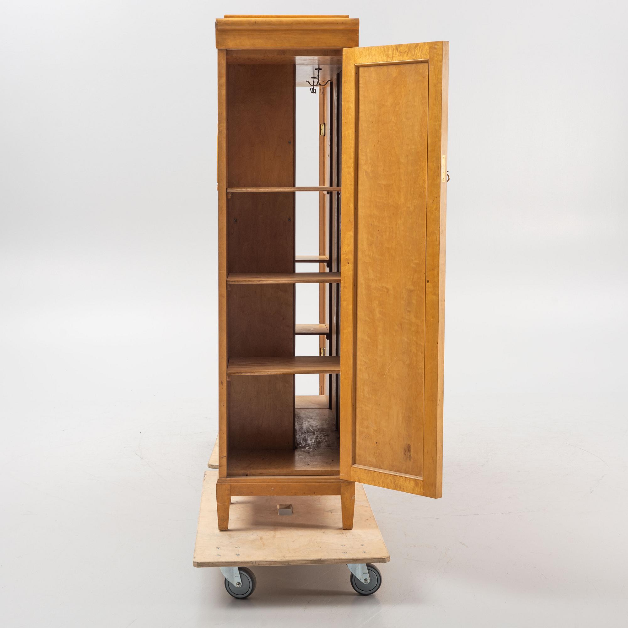 A birch veneered book case/wardrobe, 1930's/40's.