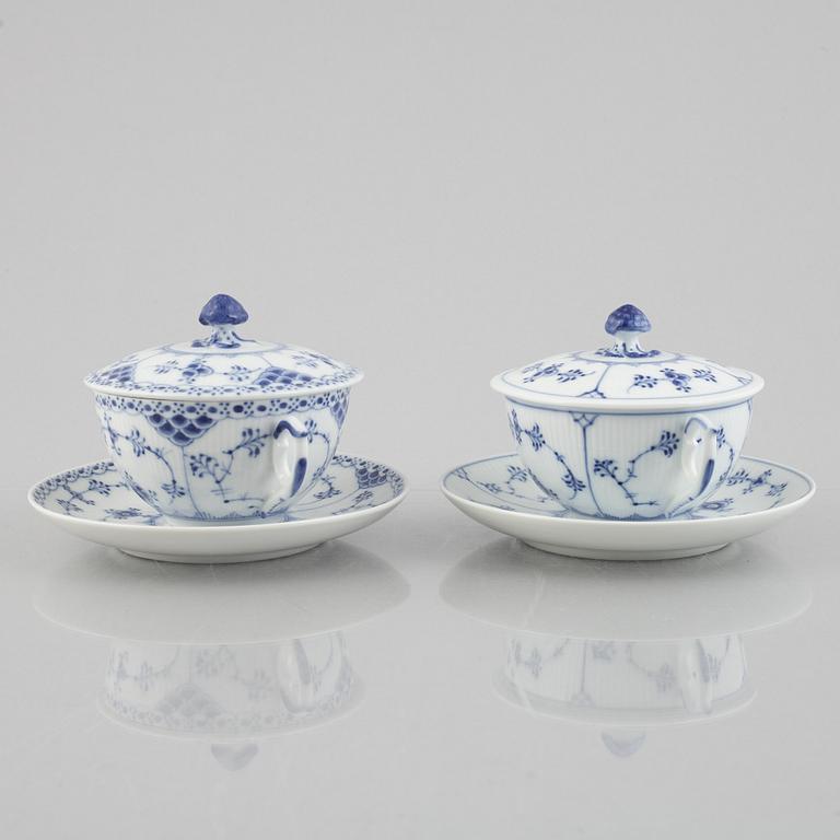 Two 'Blue Fluted' porcelain equelles, Royal Copenhagen, model 764 and 2199, post 1923.