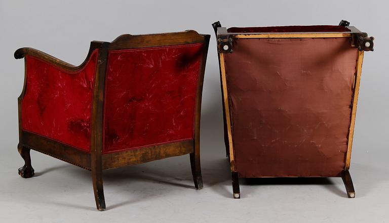 FÅTÖLJER, 1 par, 1900-talets första hälft.