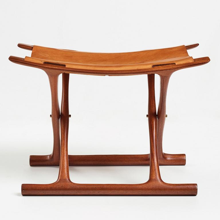 Ole Wanscher, a mahogany "Egyptian stool", Poul Jeppesen-møbler, Danmark.