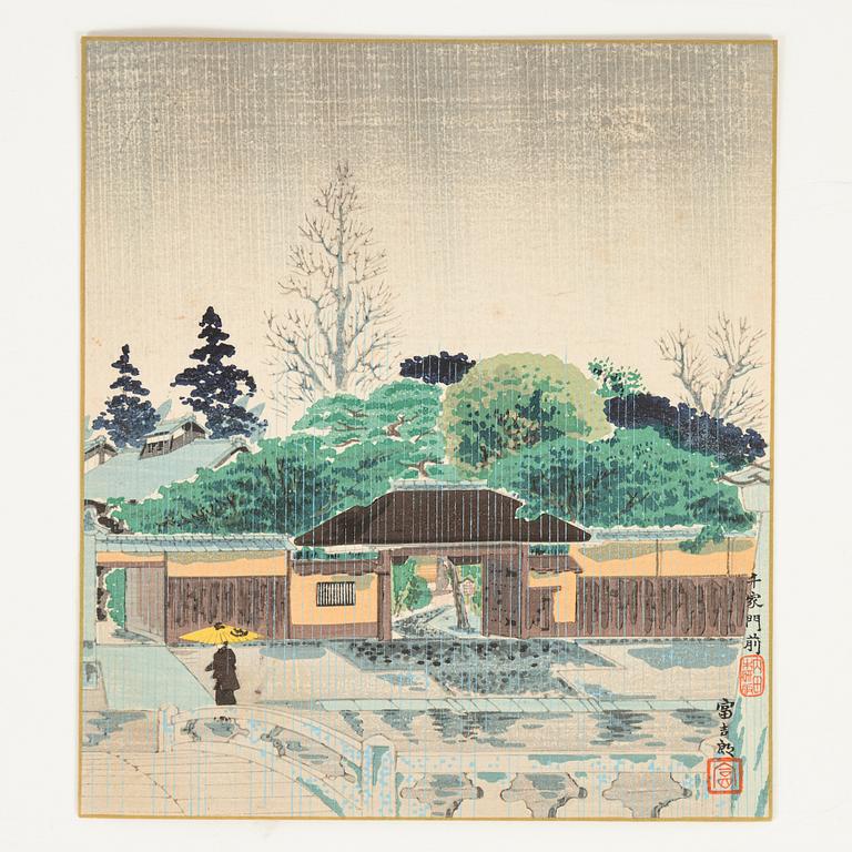 Tomikichirō Tokuriki, a set of nine woodblock prints in colours, 20th Century.