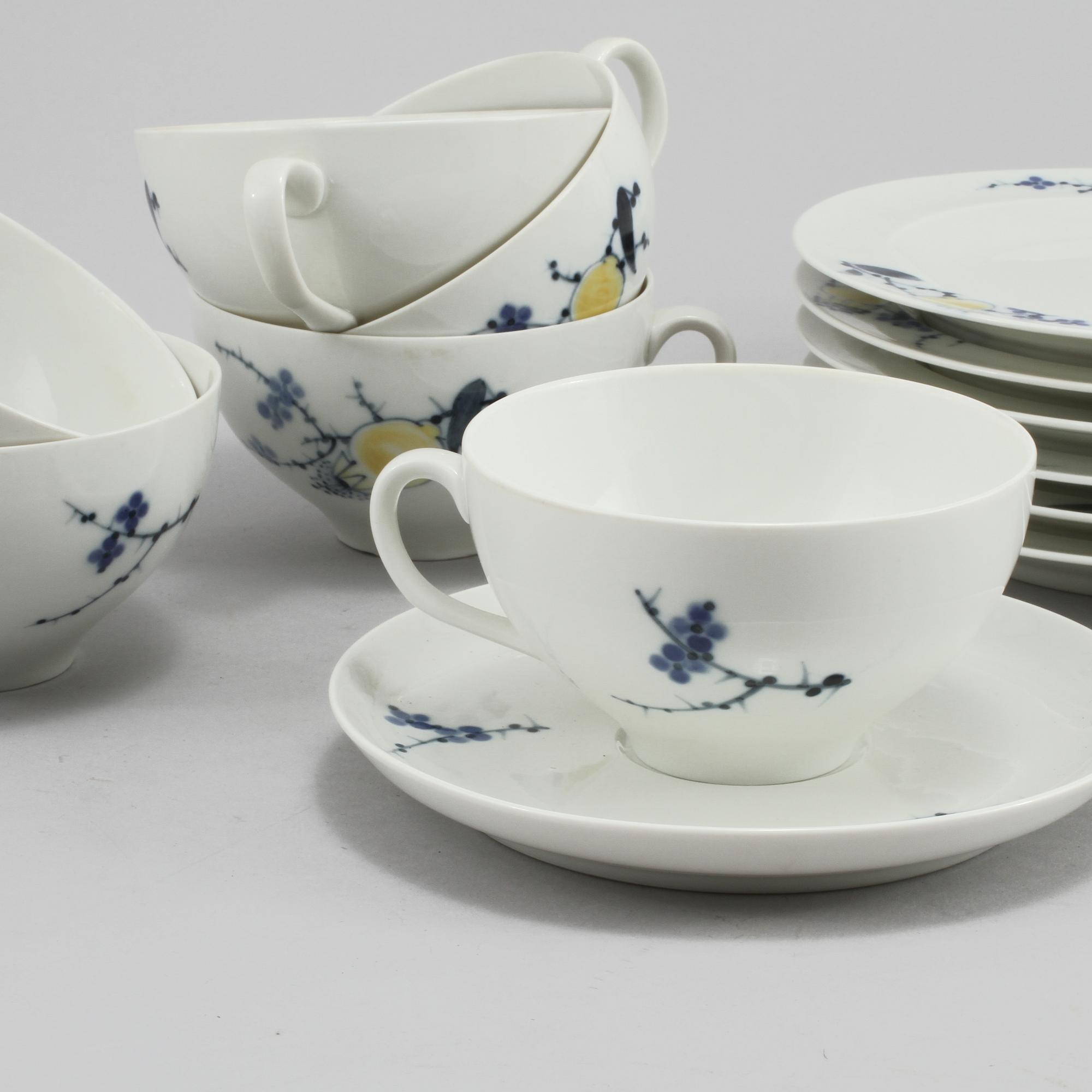 TESERVIS, 14 delar, porslin, "Rimmon", Johannes Hedegaard, Royal Copenhagen, Danmark, 1900-tal.