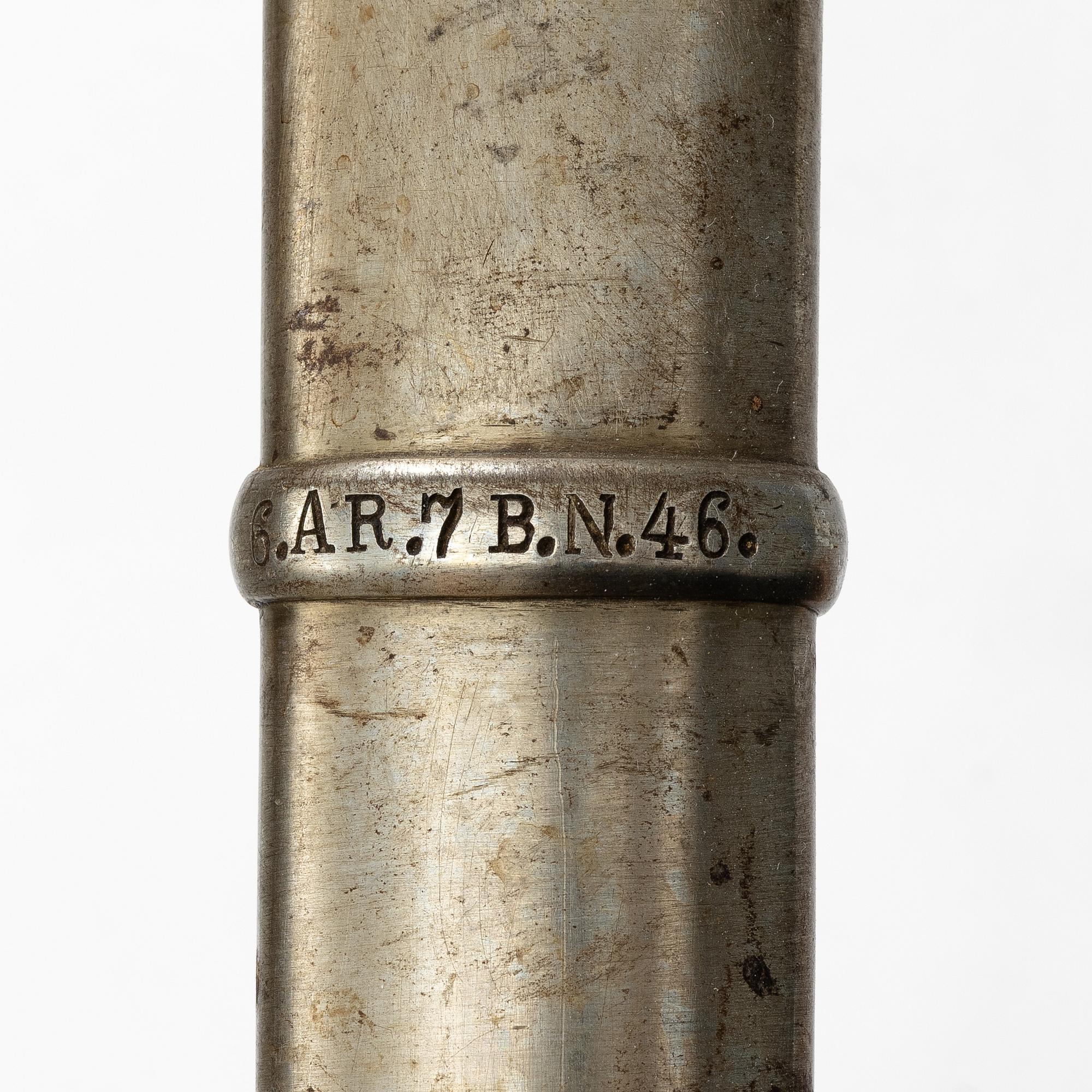 A Swedish artillery saber 1889 pattern with scabbard.