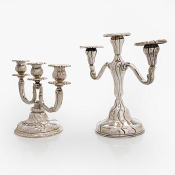 Two silver candelabra, Czechoslovakia, 1942-62.