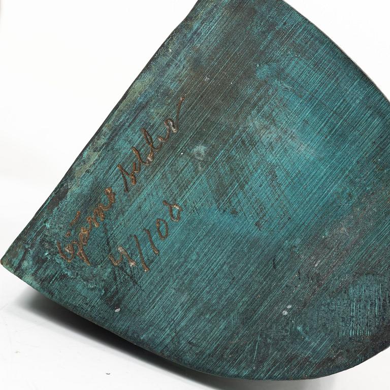 Björn Selder, a pair of green-patinated bronze sculptures/bookends, signed and numbered 4/100.