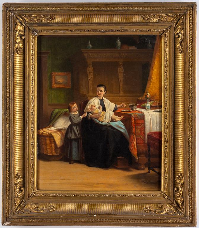 UNKNOWN ARTIST, oil on panel, indistinct signature, 19th century.