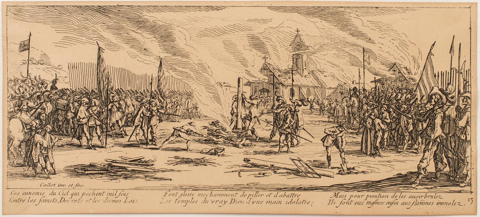 JACQUES CALLOT, Book, collection of 18 etchnings from Les miseres et les mal-hevrs de la gverre. 1633, later edition.