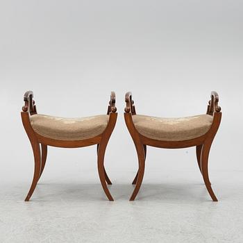Taburetter, ett par, Karl Johan, 1800-tal.