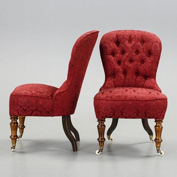 FÅTÖLJER, så kallade "Emmafåtöljer", Nyrokoko, 1800-talets slut.