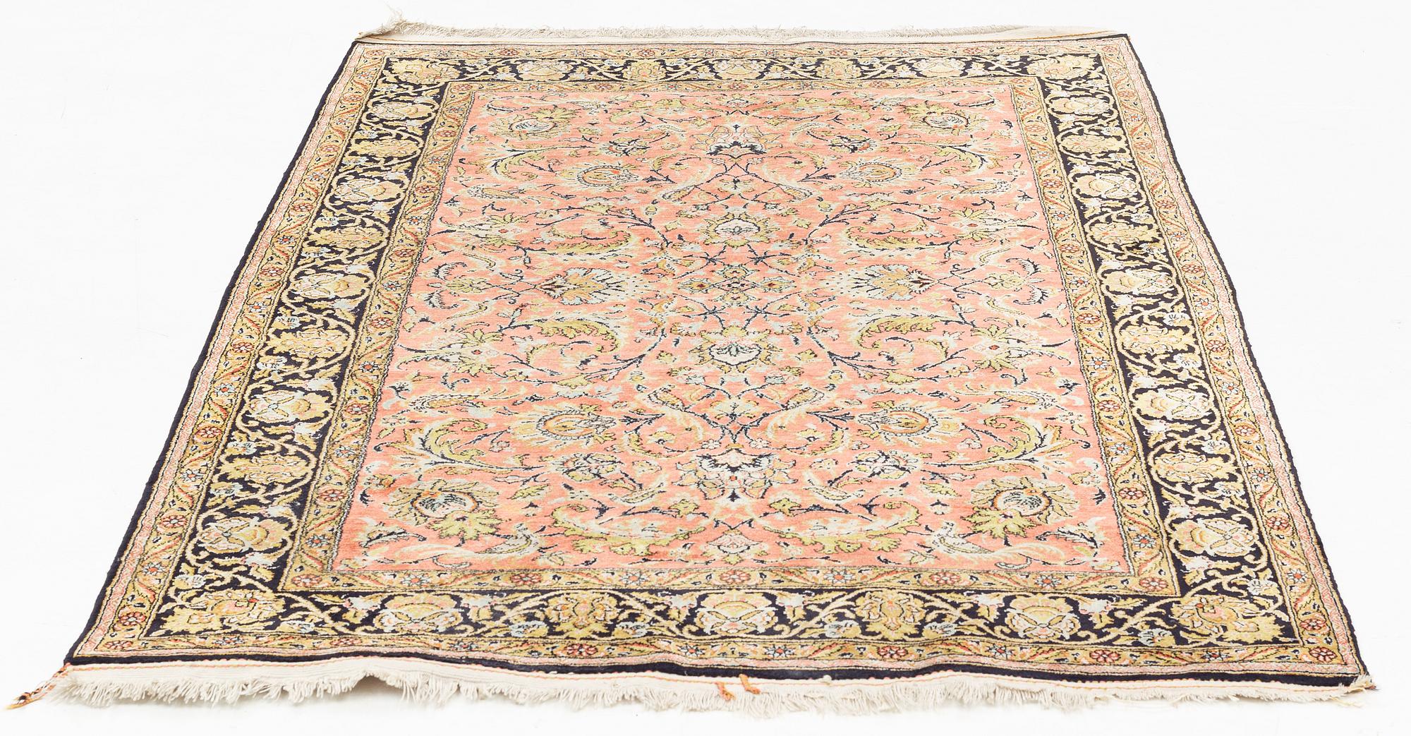 A rug, silk Quum, ca 160 x 106 cm.