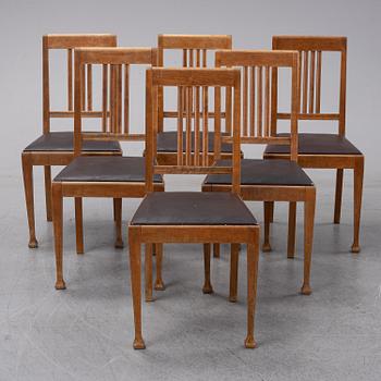 6 art nouveau chairs, circa 1900.