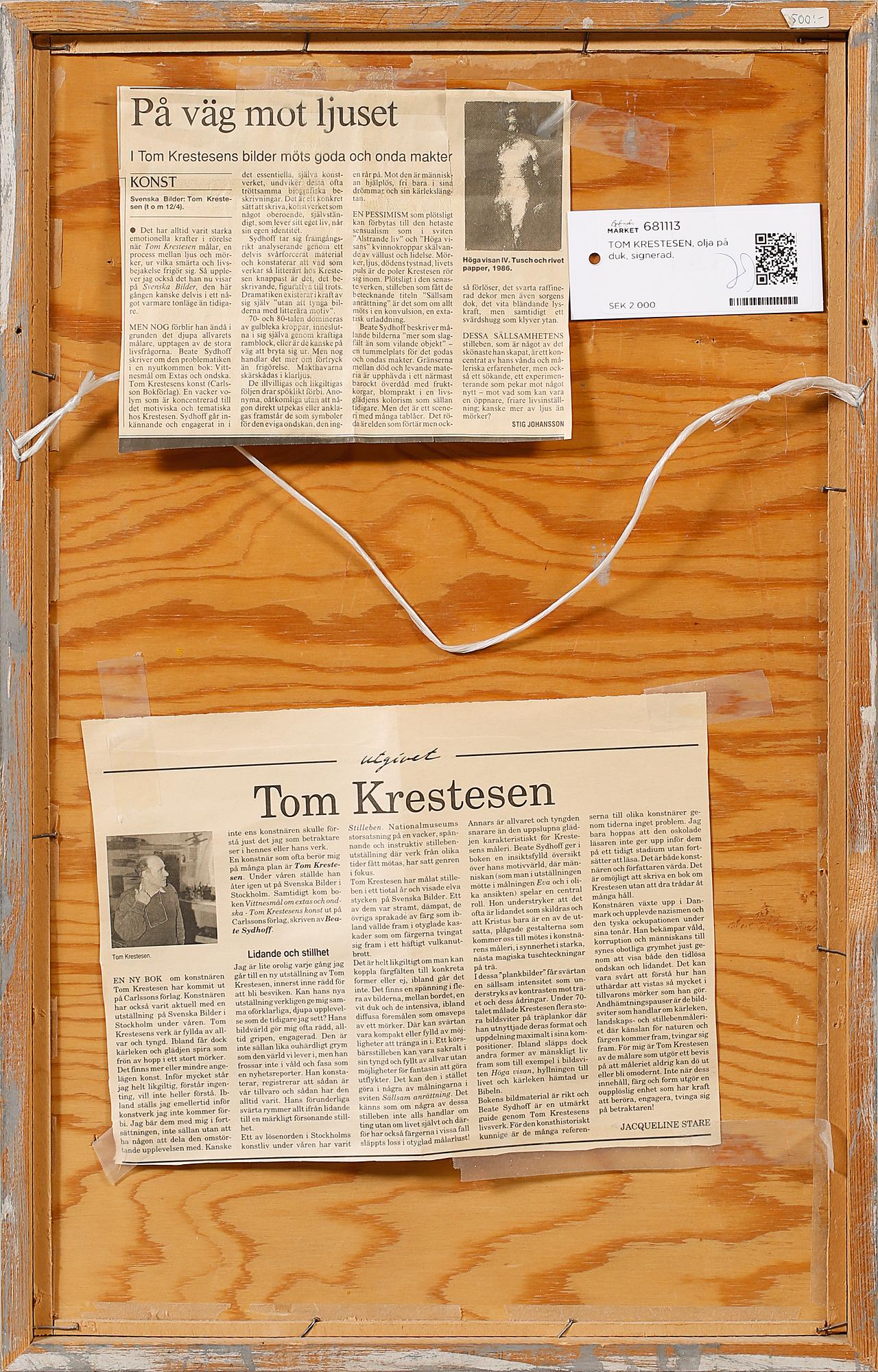 TOM KRESTESEN, olja på duk, signerad och daterad -50.